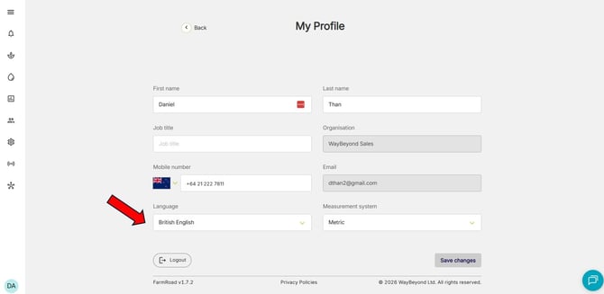 How do I change the language in FarmRoad - Image 2
